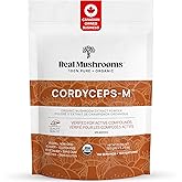Real Mushrooms Cordyceps Powder - Organic Militaris Extract with Measured Beta-Glucans Fungal Polysaccharides Immunomodulatin