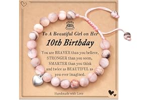 FYUKISS Sweet Birthday Gifts for Girls, Natural Stone Heart Bracelets for Niece Daughter Granddaughter Friend Sister with Gif