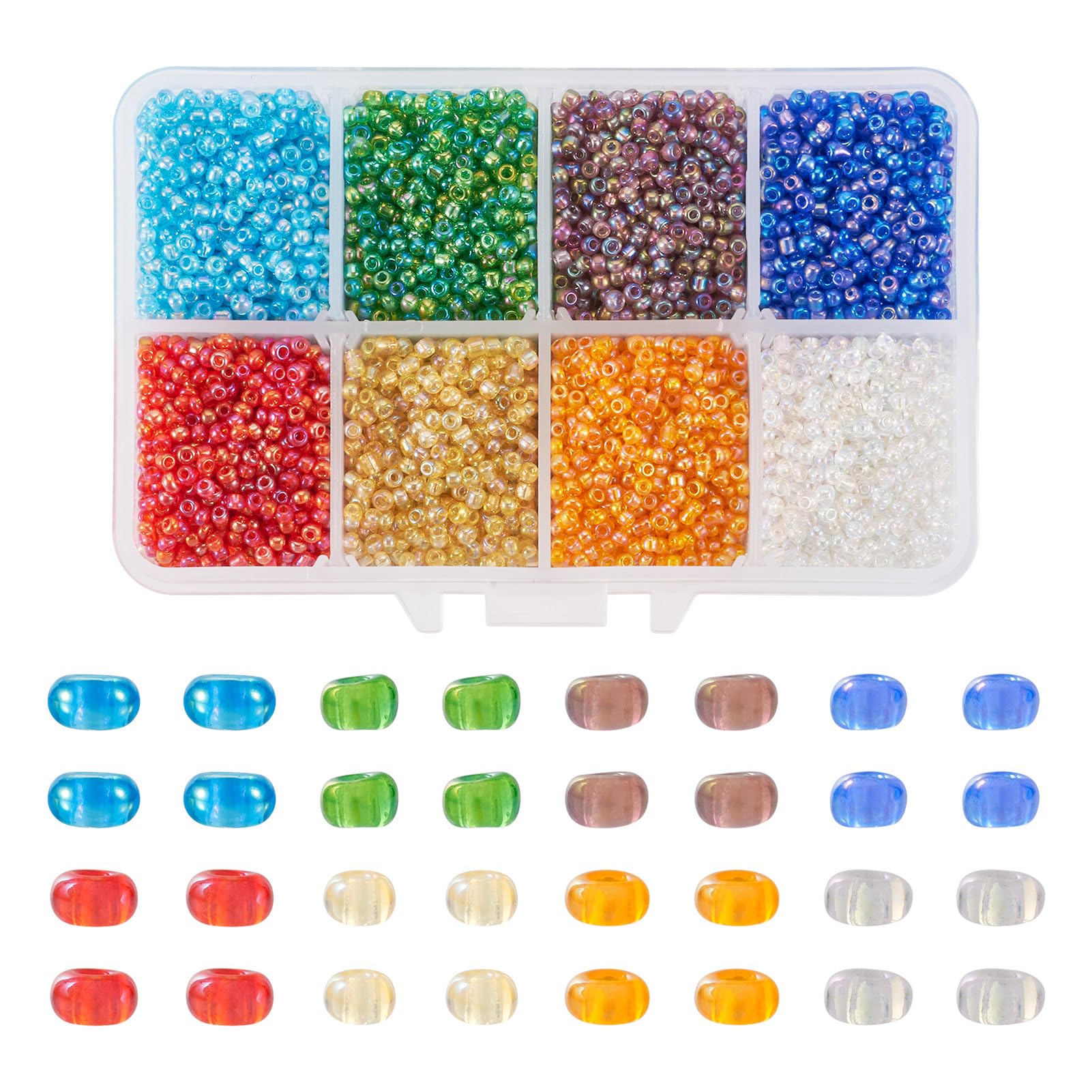Craftdady 12500pcs 12/0 Glass Seed Beads 2mm Transparent Rainbow Mini Loose Spacer Mixed Colors for Jewelry Making — image 1