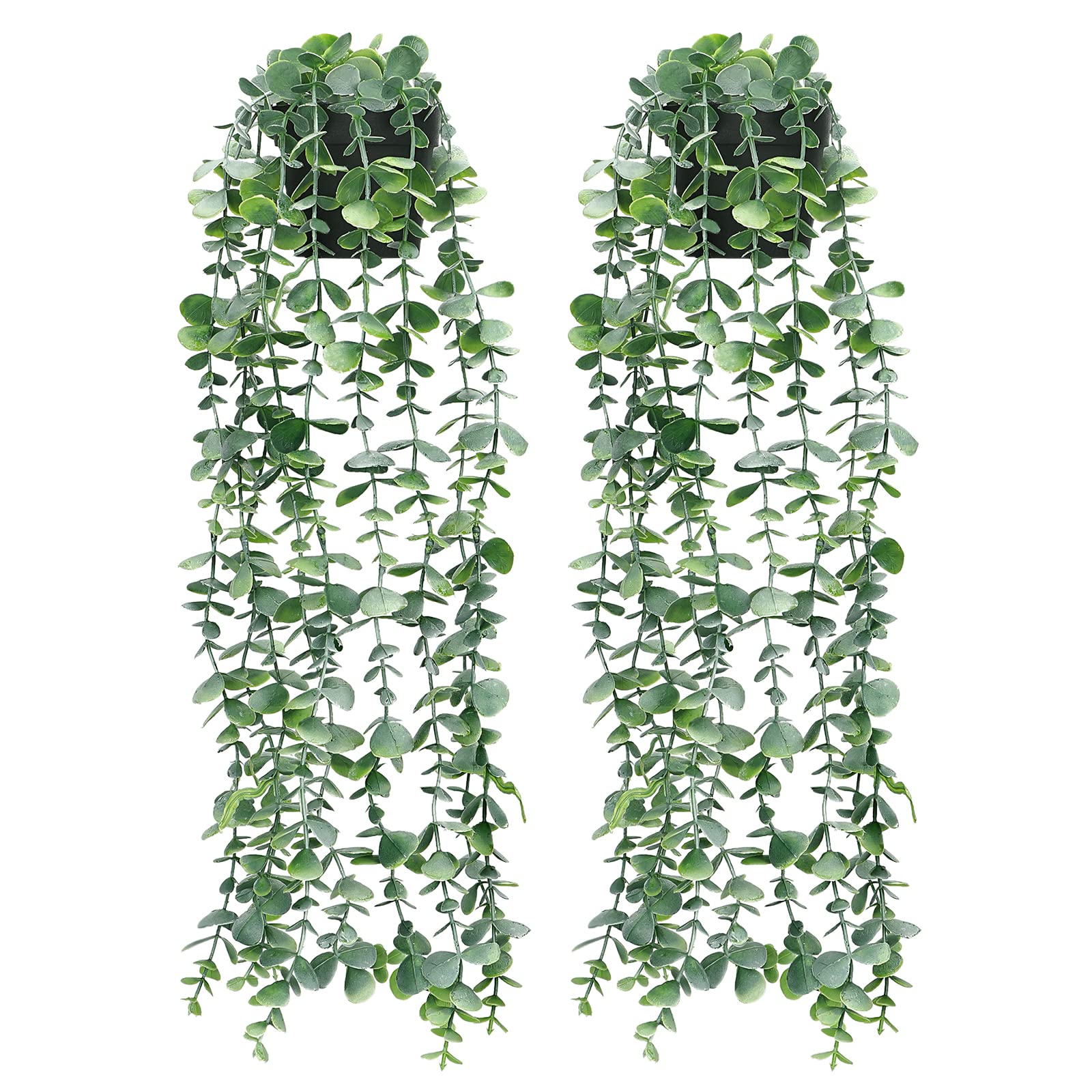 Lafecuw Artificial Hanging Plants,2 Pack Fake Hanging Plants with Pot,Greenery Faux Fake Ivy Decor, Fake Potted Plants for Home Indoor Outdoor Wall Patio Office Table Shelf Aesthetic Decor (001)