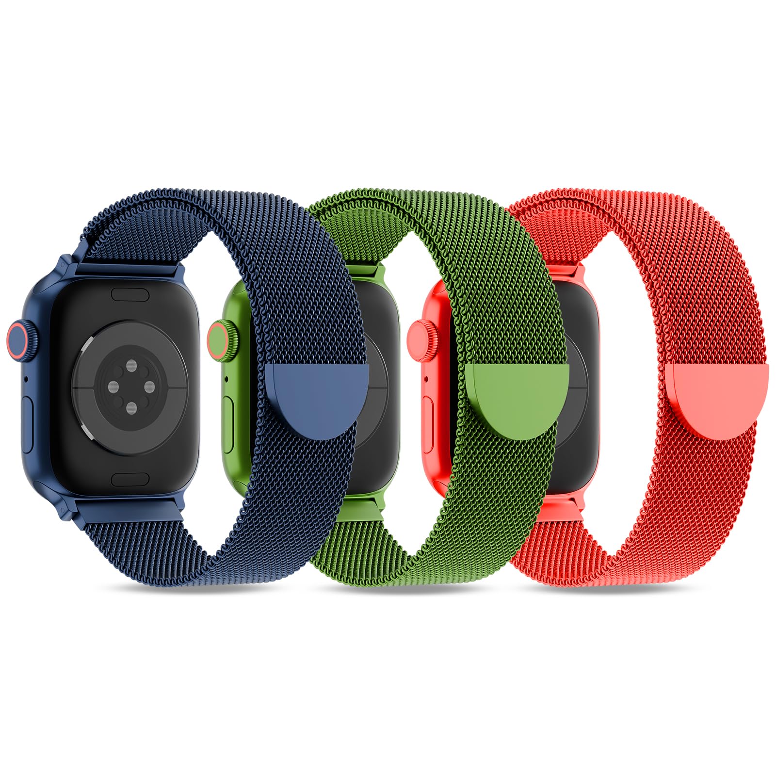 3 Pack Metal Mesh Loop Compatible with Apple Watch Band 38mm 40mm 41mm 42mm 44mm 45mm 46mm 49mm Women Men, Stainless Steel Magnetic Clasp Strap for iWatch Series 11 10 9 8 SE 7 6 5 4 3 2 1 Ultra