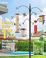 iBorn Bird Feeder Pole 1 Inch Thick, 5-Prong Stabilizer, 4 Top/Adjustable Hooks view 2