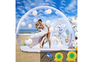 UTOBSPORT TPU Inflatable Bubble House 10 FT - Upgraded Double Air Duct, Commercial Balloon Bounce House Ball Pit, Bubble Tent Dome Playground Set, with Double Blower for Backyard Birthday Wedding Party -White