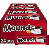 MOUNDS Coconut &amp; Dark Chocolatey Candy Bars, 1.75 oz, 24 ct | Coconut Filled Dark Chocolatey Candy Bars, Kosher and Gluten Free Snacks, Individually Wrapped for Lunch Boxes and Candy Jars