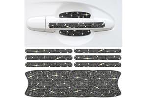 Gengki 10PCS Car Door Handle Bling Rhinestones Stickers Universal Auto Door Handle Scratch Cover Guard Protective Film Pad with Safety Reflective Strips