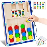 FCSONU Kids Magnetic Color Matching Puzzle Board Toys, Toddler Montessori Toys for 3 4 5 6 Years Old Boy Girls Birthday Gifts, Wooden Sensory Autistic Puzzle Maze Game Age 3-6, Preschool Activities