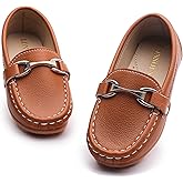 LONSOEN Kids Slip-On Loafers, Synthetic Suede Moccasin Driving Shoes, Non-Slip Rubber Outsole Lightweight Casual/Dress Boat Shoes for Boys & Girls