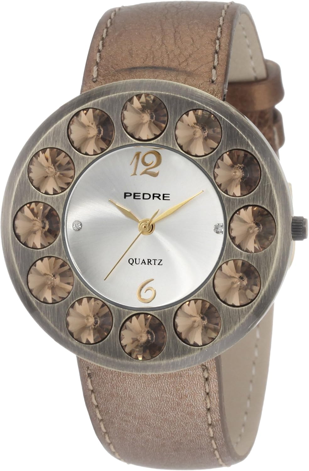 Pedre Women's 7720GX Antique GoldTone with Bronze Leather Strap Watch Watches