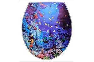 Honbay 3D Toilet Seat Stickers Decals, Waterproof and Removable (Sea World)