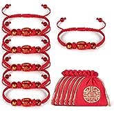 APUDWN 6 Set 2026 Chinese New Year of Horse Bracelets with Lucky Bags, Red Adjustable Lunar New Year String Horse Charm Bracelet, Chinese Zodiac Animal Braided Rope Corded Jewelry Gifts for Women Men