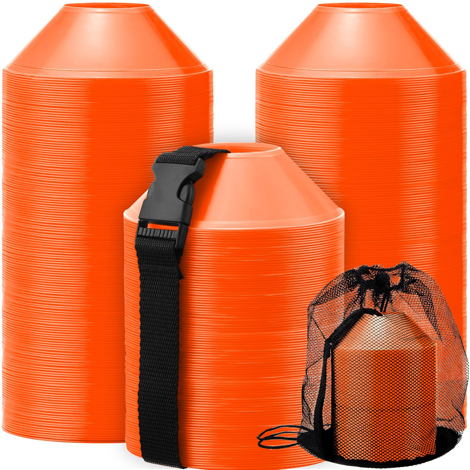 Photo 1 of Hanaive 100 Pieces Mini Soccer Cones for Sport Drills 5 Inch Agility Disc Cones with Accessories for Kids Football Training(Orange)