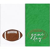 JarThenaAMCS 2Pcs Football Hand Towels Embroidered Bathroom Towel Green Football Decorative Dish Towel for Hand Drying Cleaning Cooking, 29.5 x 13.7 Inch