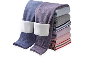 StyleSavvy Girls Winter Leggings Thick Cotton Fleece Lined Girls Pants Warm Stretchy Thermal Tights Pants 2 Pack