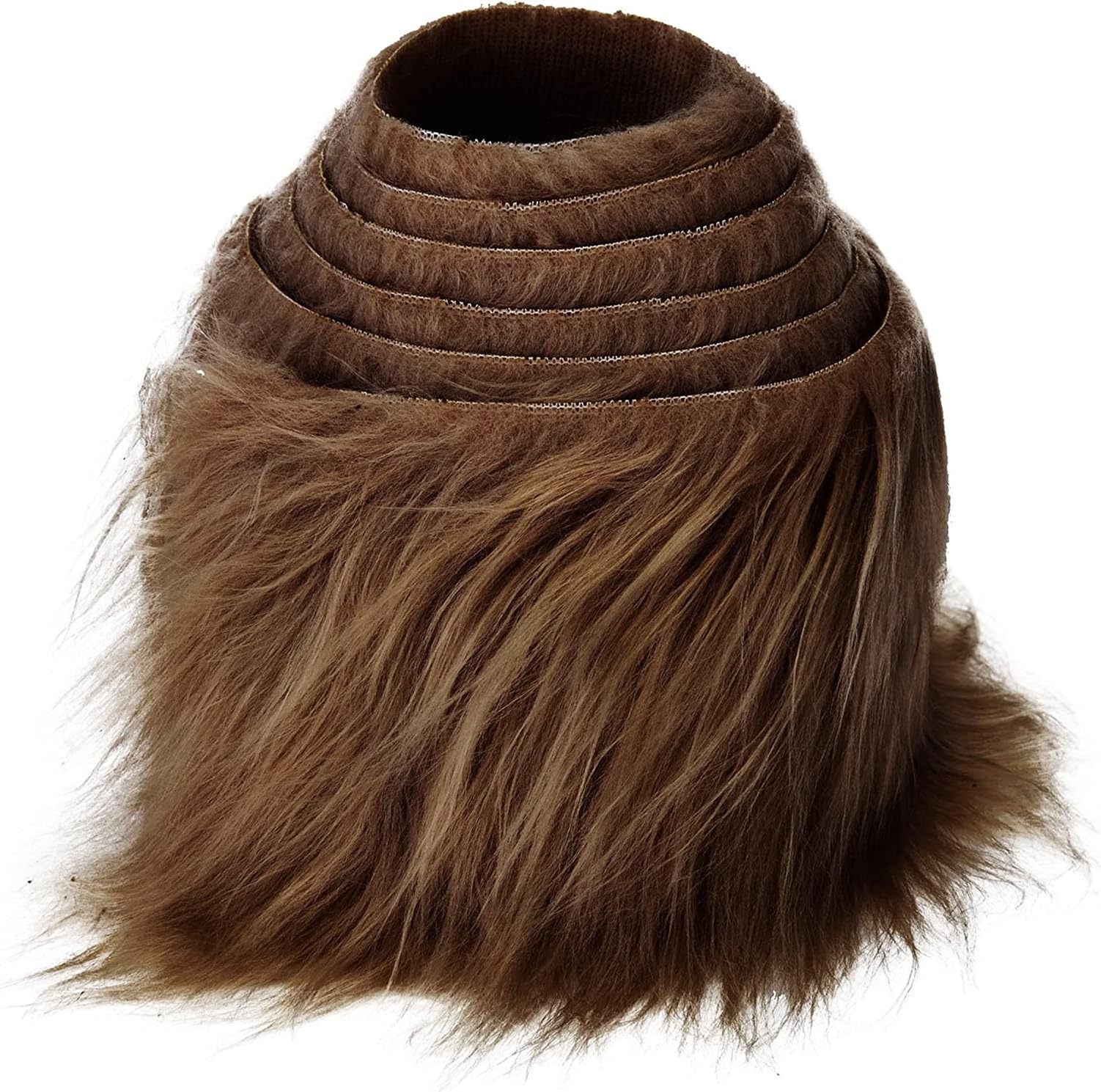 Muslong Faux Fur Band Faux Fur Fabric, Cuts, Fluffy Fur Patches, Ideal for Crafts, Sewing, Decorating, Decorative Ribbon, Plush Trim Fabric Roll, 10 x 150 cm (Dark Brown)