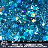 LEOBRO Holographic Ocean Blue Glitter 160G Chunky Resin Nail Cosmetic view 3