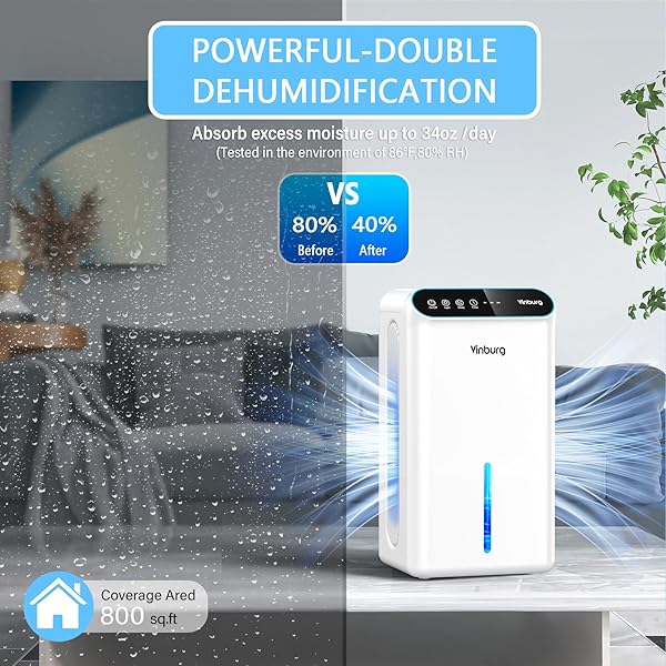 DEHUMIDIFIER FOR HOME 1000 SQ.FT – SMALL QUIET DEHUMIDIFIER WITH AUTO SHUT OFF, AROMATHERAPY, 3 GEAR TIMER, SLEEP MODE, 7-COLOR LED LIGHT, DRAIN HOSE FOR BEDROOM, BATHROOM, BASEMENT, RV(MILKY WHITE)