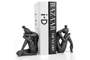 Ambipolar Yoga-Style Black Decorative Bookends, Resin Book Stand to Hold Books Heavy Duty, Book Stoppers for Home Decor, Office Desk, Living Room Decor. Black. Book Ends for Shelf