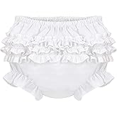 Carriage Boutique Baby Ruffle Panty Diaper Covers For Girls - Classic Baby Bloomers for Baby Girls - Diaper Cover White/Pink