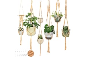 NOOK THEORY 6-Pack Macrame Plant Hanger - 12 Ceiling Hooks, Plant Hanger Indoor, Hanging Plant Holder, Hanging Planters for Indoor Plants, Boho Plant Hanger, Plant Hangers Indoor Macrame (Caramel)