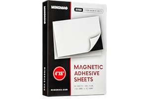 Minomag 4x6 inch Magnetic Adhesive Sheets 24 Pack | Strong Magnetic Sheets with Adhesive Backing for Refrigerator Photo Magne