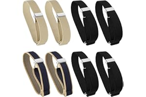 Molain 8 Pcs (4 Pairs) Unisex Elastic Adjustable Armband, Anti-Slip Shirt Sleeve Holders with Non-slip Closure Clips