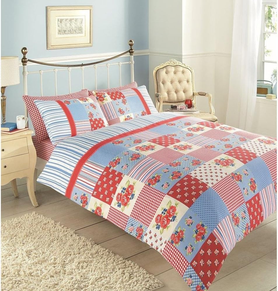 LUXURY REVERSIBLE DOUBLE BED DUVET COVER QUILT BEDDING LINEN SET