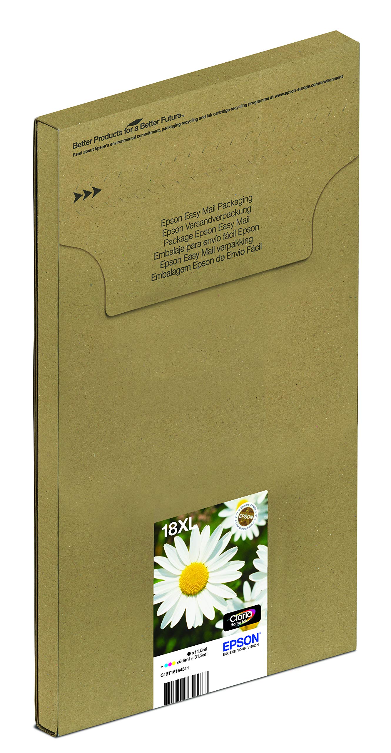 Epson 18XL Daisy High Yield Genuine Multipack, Eco-Friendly Packaging, 4-colours Ink Cartridges, Claria Home Ink