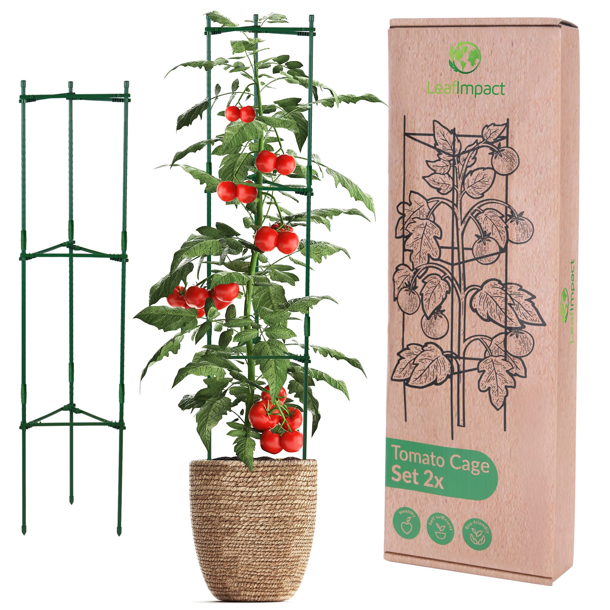2-Pack Tomato Cage | Help Your Plants Grow | Plant Cages & Supports | Adjustable Size | Tomato Plant Support | Tomato Support Frame | Tomato Trellis | For Vertical Climbing Plants & Vegetables