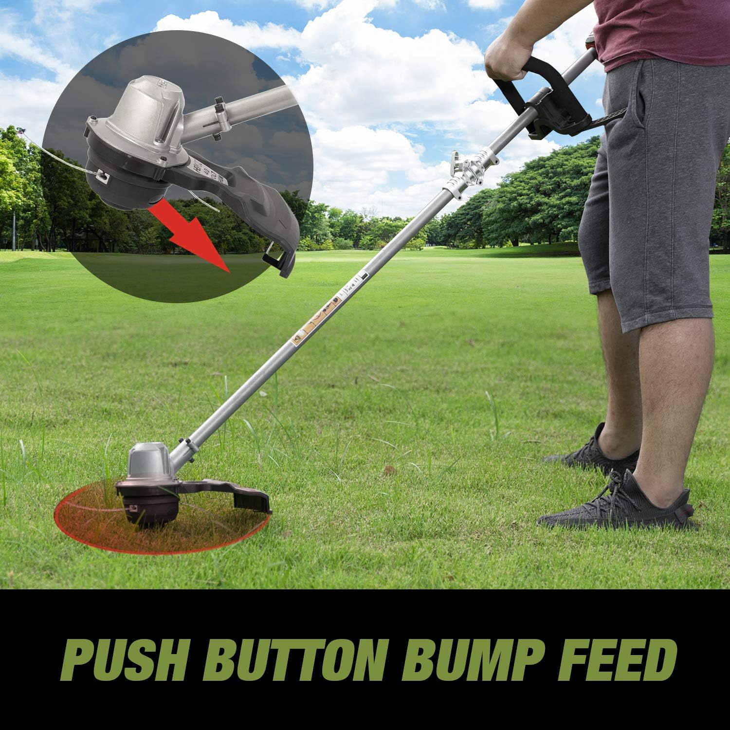HENX 14-Inch Cordless String Trimmer 40V Max Lithium-ion, with 2.5 AH Battery, Foldable Shaft, Bump Feed (Foldable Shaft) : Garden & Outdoor