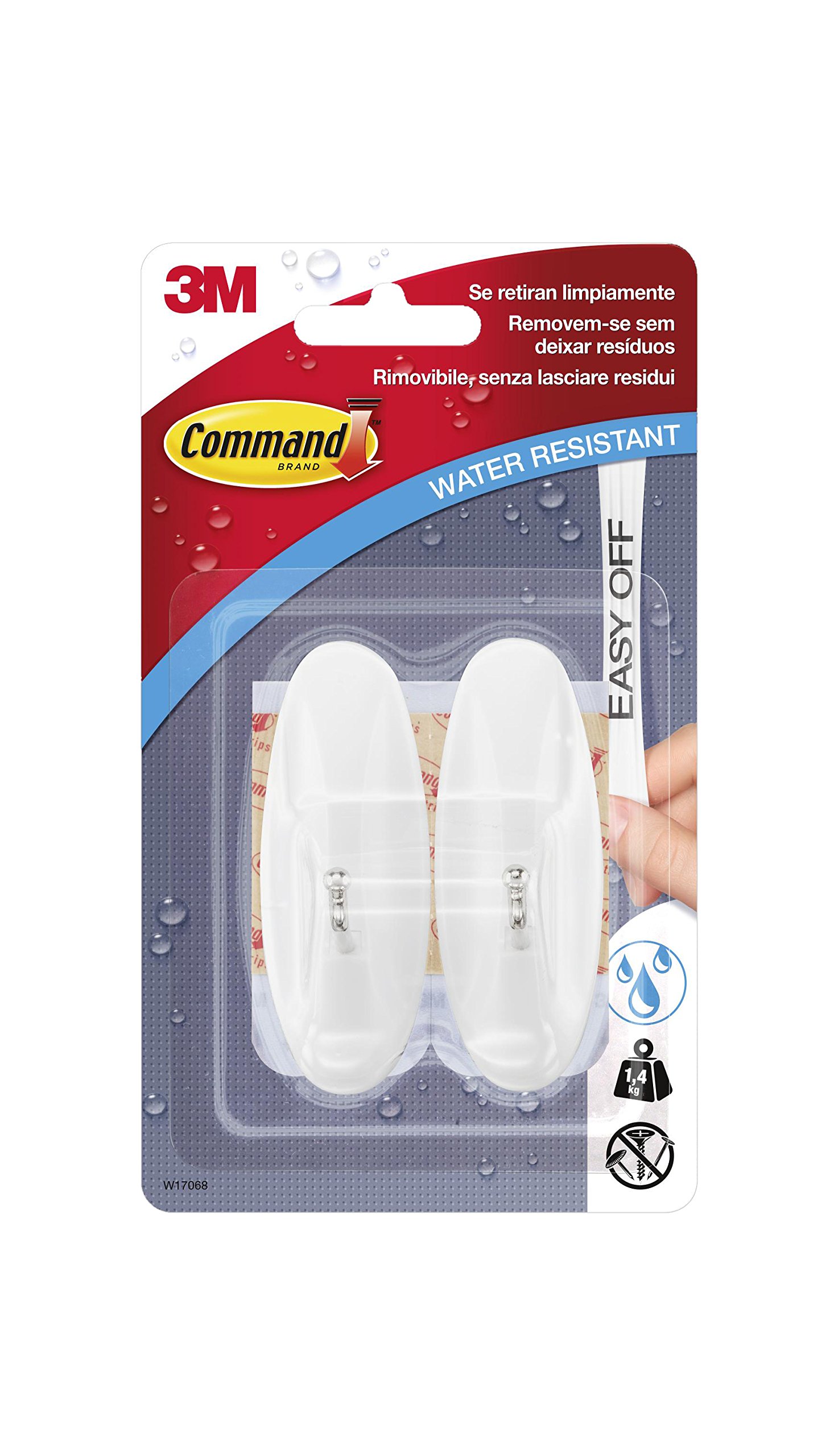 Command UU001563756 - Wall Hook with Water-Resistant Adhesive Strips (Pack of 2 hooks)