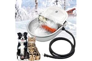 PAULOZYN Heated Automatic Livestock Waterer, Heated Livestock Waterer, 304 Stainless Steel Livestock Water Trough Dispenser with Float Ball Valves, for Chicken Horse Cattle Cow Goat Pig
