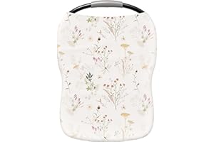 POBIBABY Pobi Baby Premium Multi-Use Cover - Nursing Cover, Baby Car Seat Covers, Shopping Cart, High Chair, and Breastfeeding Cover - Ultra-Soft, Stretchy, Floral Scarf for Baby and Mom (Wildflower)