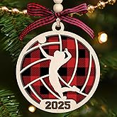 TEEBIM Volleyball Ornament - Volleyball Ornaments for Christmas Tree - Sports Ornaments for Girls, Coaches, Players, Kids, Women - Gifts for Sports Lovers - 2 Layered Wood Christmas Ornament