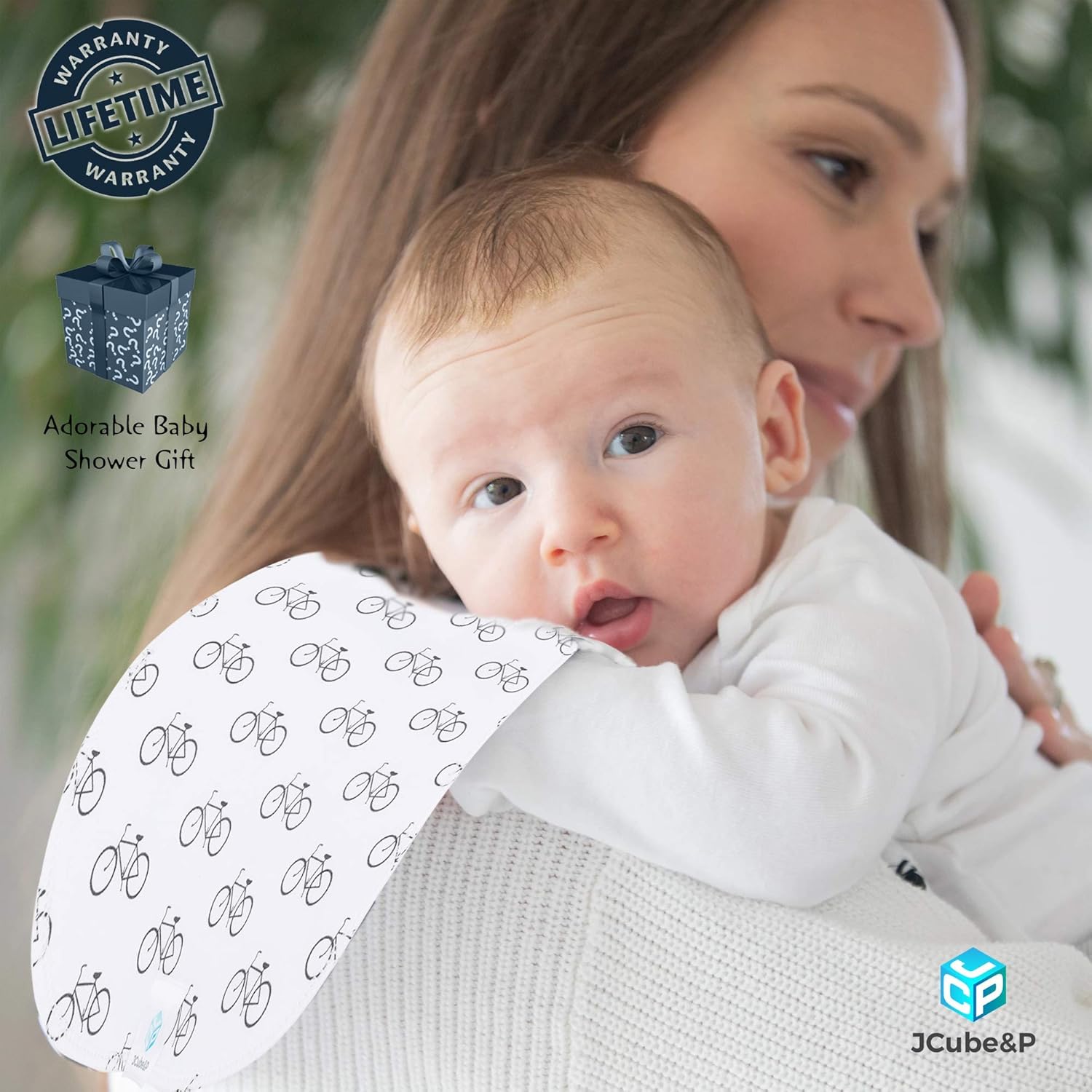 JCUBE&P Burp Cloths Boy - Organic Cotton & Fleece Burp Clothes - Soft & Absorbent Curvy Burp Rags - 5-Pack Baby Shower Gift Set Burp Towels - Newborns & Infants Boy Burpy Cloths (Hope): Baby