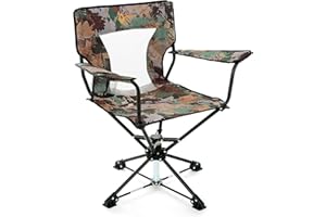 ARROWHEAD OUTDOOR 360° Degree Swivel Hunting Chair w/Armrests, Perfect for Blinds, No Sink Feet, Supports up to 450lbs, Carrying Case, Steel Frame, Fishing, High-Grade 600D Canvas, USA-Based Support,