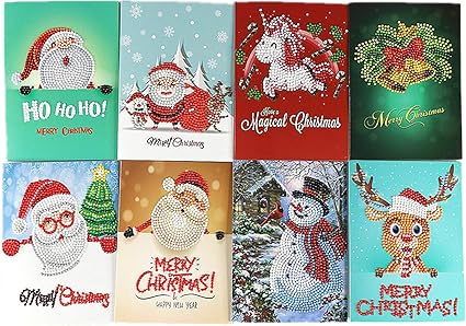 Biglietti Di Natale Renna.Meccion Biglietti Di Natale 5d Fai Da Te Con Diamond Painting Buste Biglietti Di Auguri Per