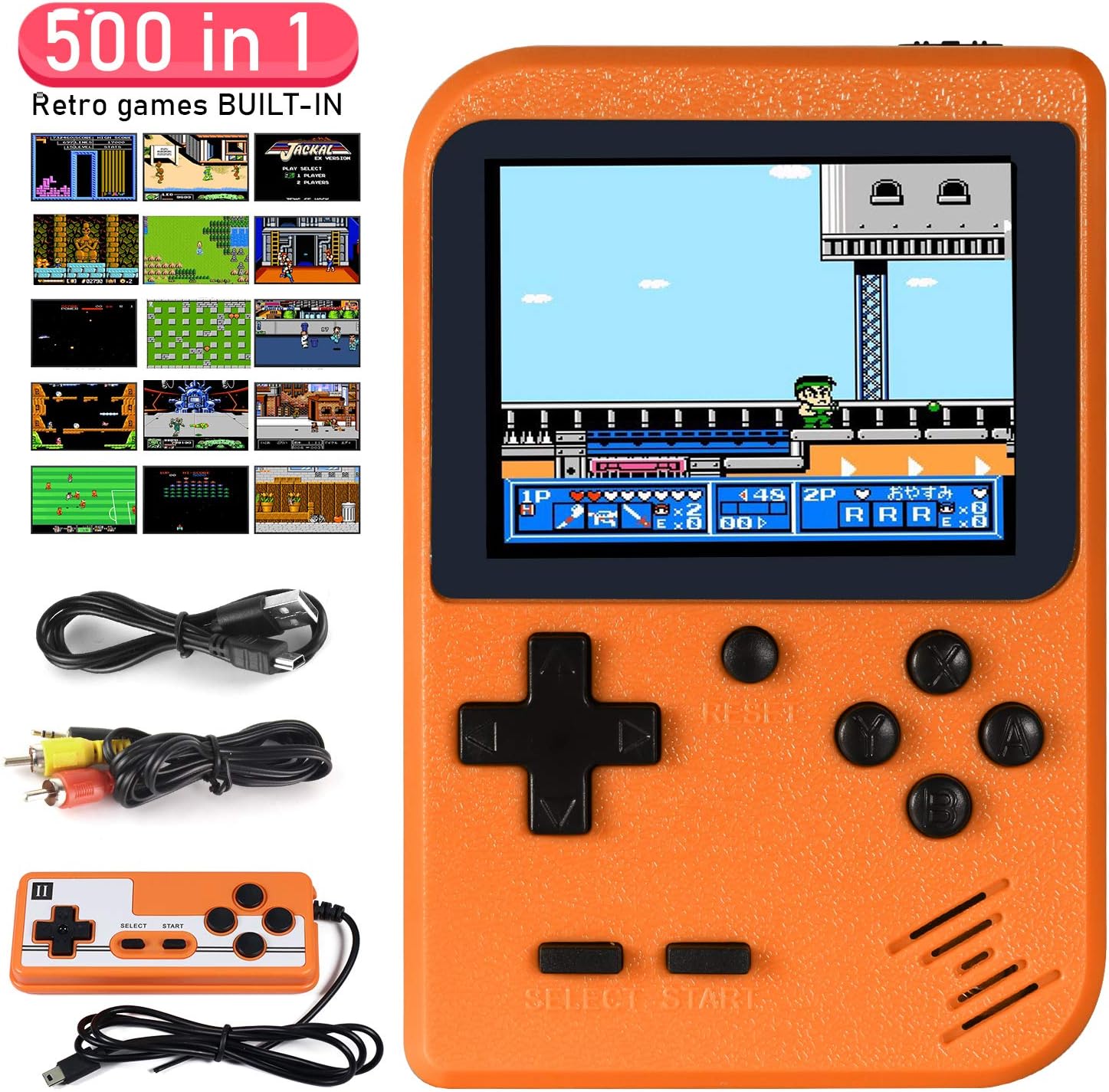 Imponigic Handheld Game Console Retro Mini Game Player with 500 Classical FC Games Double Players Mode Support Connect TV: Electronics