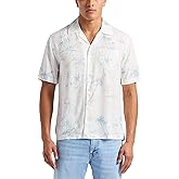 Buffalo David Bitton Men's Short Sleeve Printed Sandro Button Down Relaxed Shirt, Milk, Small