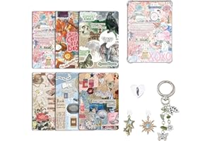 Inserts Cardstock Paper for Clear Case, 6 pcs 6.8"x4.8" E-Reader Back Cover Inserts with 2 Dust Plug Charms and Phone Charm A