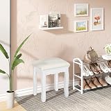 WOLTU White Padded Dressing Table Stool Baroque Style 37x28x44.5cm MB6095ws view 4