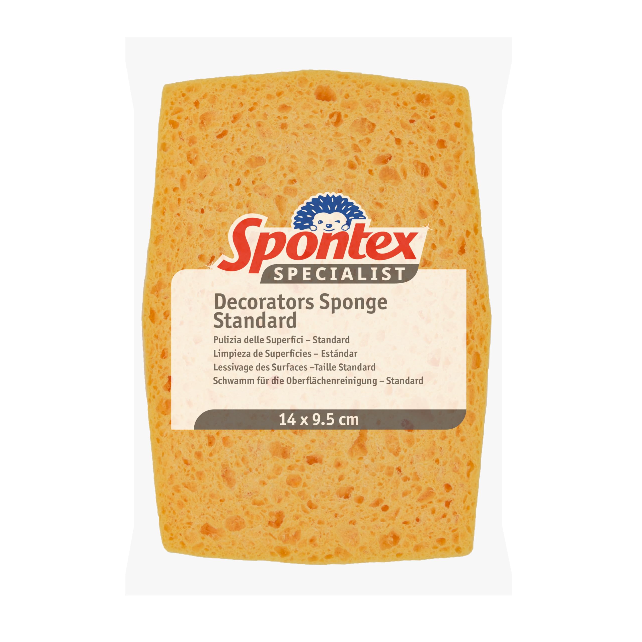 Spontex Decorators Sponge | Standard: 14 x 9.5 cm | For Washing Walls, Wallpaper Hanging, Tile Cleaning & More | Super Absorbent Cellulose | 1 Pack