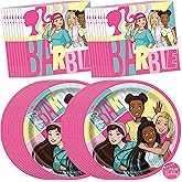 Barbie Plates and Napkins for 16 Guests | Barbie Birthday Decorations | Officially Licensed