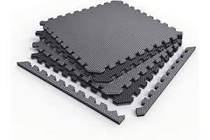 Norsk Reversible Gym Exercise Mats 3/4" Thick EVA Interlocking Foam Tiles, Perfect Home Gym Flooring, 20 Tiles & 40 Trim Pieces, 80 Sq. Ft. Reversible, Gray/Black