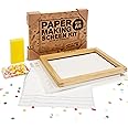 Waterproof Paper Making Screen Kit to Craft Your Own Handmade A4 Paper: Wood Deckle, Mesh Screen, Plastic Grid, Confetti, Sponge, 4 Couch Felts & Video Instructions…