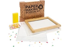 Waterproof Paper Making Screen Kit to Craft Your Own Handmade A4 Paper: Wood Deckle, Mesh Screen, Plastic Grid, Confetti, Spo