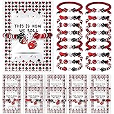 Tondiamo Casino Themed Party Favors Dice Polymer Clay Bracelets Poker Funny Cards Night Red Black White Bracelet Game Night Gifts Prizes for Guest Birthday Party Supplies