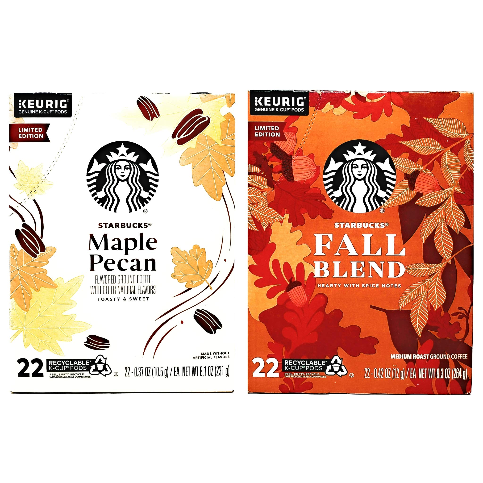 Starbucks Coffee K Cups Coffee Pods Seasonal Variety Pack of 2 Flavors - 44 K Cups Total - Pack of 2