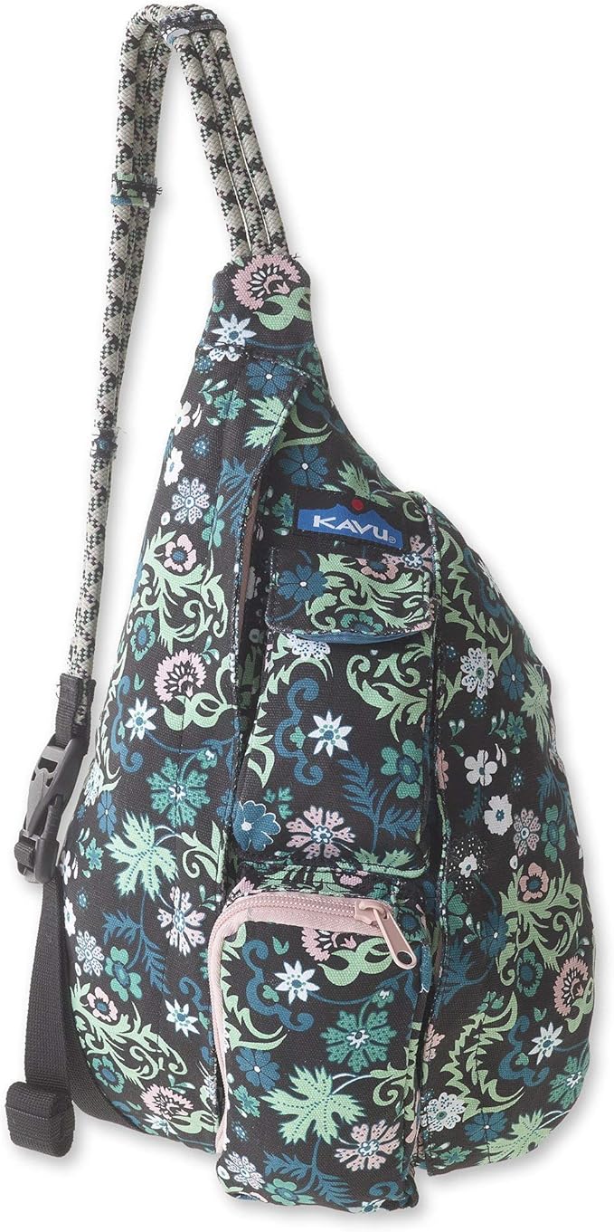 KAVU Mini Rope Bag Cotton Crossbody Sling Whimsical Meadow Handbags