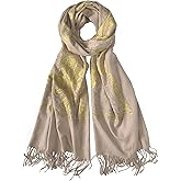 Urban CoCo Women's Embroidered Oversize Tassel Shawl Scarf Wraps for Women