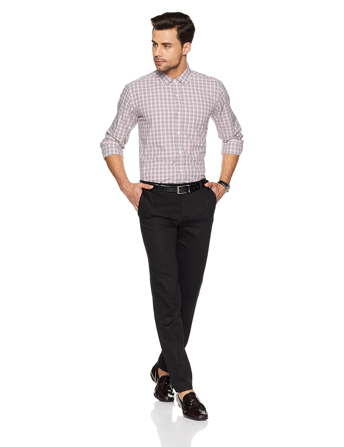 symbol amazon brand men's checkered regular fit business shirts